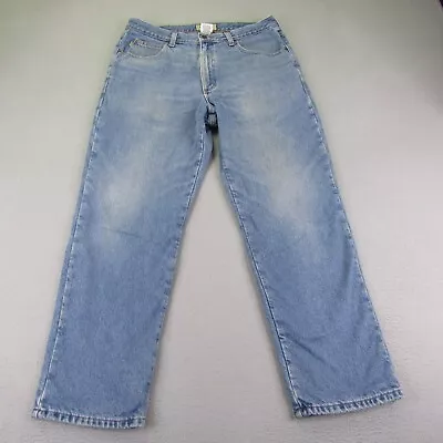 LL Bean Jeans Mens 32x30 Blue Denim Flannel Blanket Lined Classic Fit Pants • $29.97