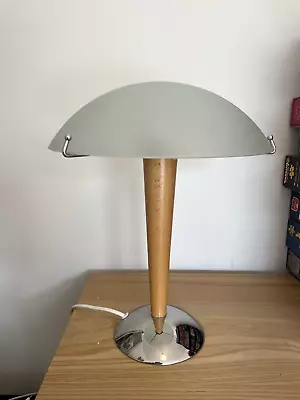 IKEA Kvintol Vintage / Retro Beech Wood Glass & Chrome Desk Table Bedside Lamp • £50
