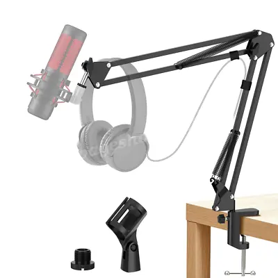 360° Microphone Stand Desk Mount Foldable Desk Mic Arm With 3/8'' Screw Adapter • £12.36