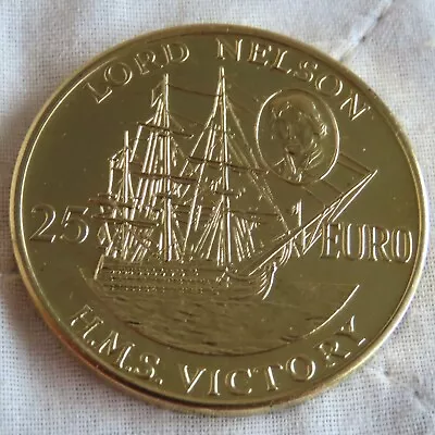 Uk 1996 Lord Nelson Hms Victory Gold Plated Proof Pattern 25 Euro • £13.95