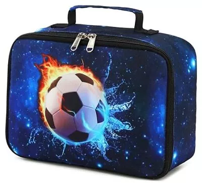 Kids Soccer Lunch Box Boys Girls Insulated Lunch Cooler Bag Soccer Blue • $21.46