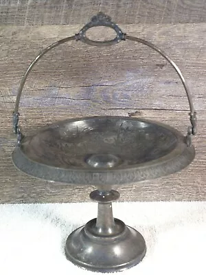 Victorian Meriden Silver Plate Co Quadruple Plate Bridal Basket Footed Tray 1633 • $15.95