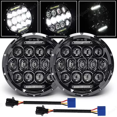 Pair 7  LED Headlights Military Truck Hummer M998 M923 M35a2 24v Humvee Headlamp • $52.99