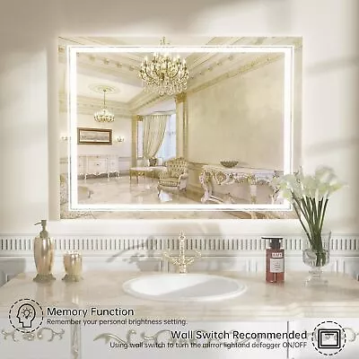 Dimmable LED Mirror Bathroom Mirror W/ Light Bedroom Vanity Mirror Makeup Mirror • $61.27