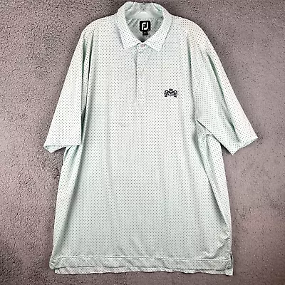 FootJoy Polo Shirt Mens XXL Green Polka Dot Golf Performance Stretch Embroidered • $11.99