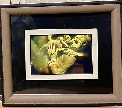 Vintage Framed Bright Glass DCG 3D Hologram Art Circus Clown & Puppy 1980's • $425