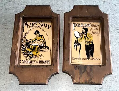 Vintage Bathroom Wall Decor Wood Glass Shadow Box Pears Soap Marketing Display • $29.88