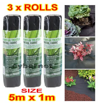 3 X 1m X 5M THIN WEED CONTROL FABRIC MEMBRANE GROUND COVER SHEET GARDEN  • £9.95