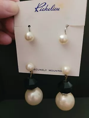 Vintage Richelieu Faux Pearl Clip-on Earrings • $0.99