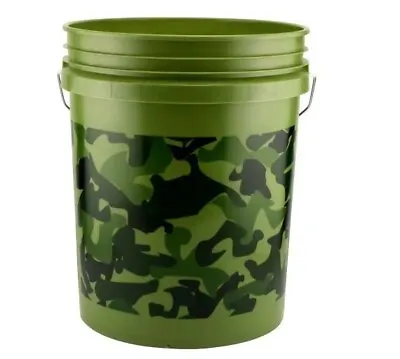 Green 5 Gal Camo Pail Camouflage 5 Gallon Bucket For Mixing Paint And Gardening • $6.85
