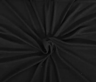 Black Modal Spandex 2x1 Rib Fabric By Yard 4 Way Stretch 12/21 • $7.50