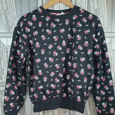 Minnie Mouse Sweatshirt Oversized Jumper Disney Black- Size XS UK 6/8  • £6.95