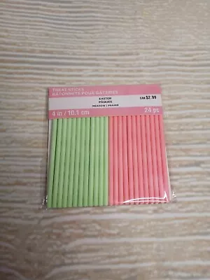 New! 24 Treat Sticks Cake Pops Sucker Party Pink Green Baking Easter Valentine's • $1.99