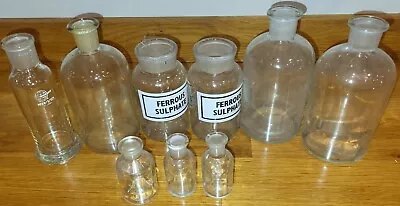 Job Lot Of Mixed Vintage Chemistry Laboratory Equipment Glass Bottles X9 • £29.99