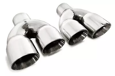 Left & Right Stainless Steel Staggered 2.25 Inlet 3  Dual Outlet Exhaust Tips • $79.99