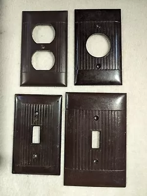 Vtg Eagle Sierra Bakelite Ribbed Outlet Wall Switch Plate Covers ~ Classic Brown • $5.99
