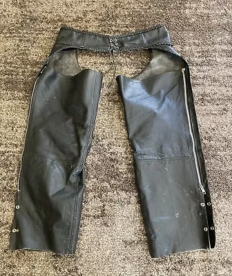 Hot Leathers Chaps Mens XXXLarge Black Leather Motorcycle • $39