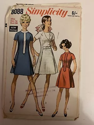 £0.99 • Buy Simplicity 8088 Vintage Pattern Sixties Missed Petites & Misses Dress Size 14 