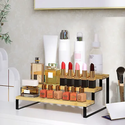 £17.99 • Buy 3 Tier Bamboo Display Stand Ladder Holder Shelf Multi-Use Perfume Cosmetics Rack