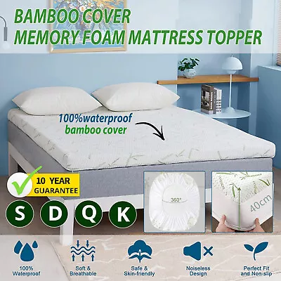 Memory Foam Mattress Topper Bamboo Cover 5/8CM Underlay Mat Double Quenn King S • $9.99