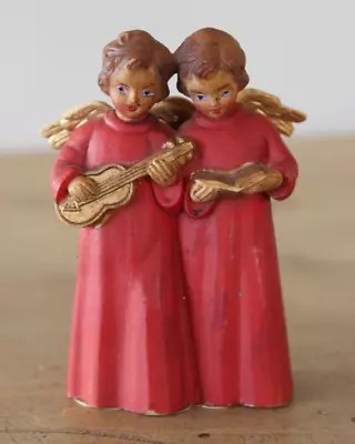 Made In British Hong Kong Art Plastics 932 Red Angels Caroling Figure Figurine • $5