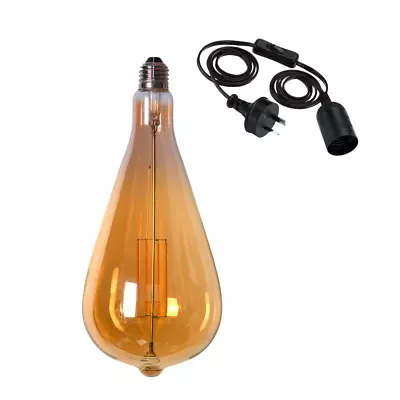 Slim Edison LED Light Globe & Power Cord Plug In 1.8m E27 4 Watt Bulb 27cm • $59.50