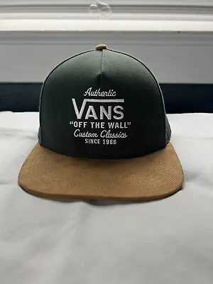 Men's Vans Off The Wall Custom Classics Snapback Hat Green/Tan • $12.95