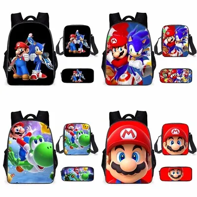 £10.79 • Buy Super Mario Bro. Kids Backpack 3PCS School Shoulder Bag Pencil Case Bookbag  Lot