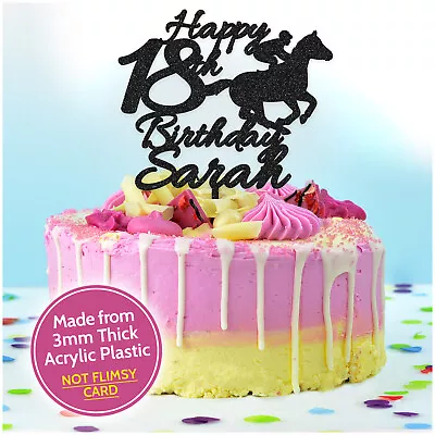 Acrylic Horse Cake Topper PERSONALISED Race Horse Cake Decorations Him Her • £7.99