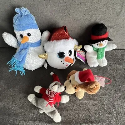 Mini Plush Animal Lot Of 5 Holiday Christmas Random Stuffed Animals As Shown • $5.95