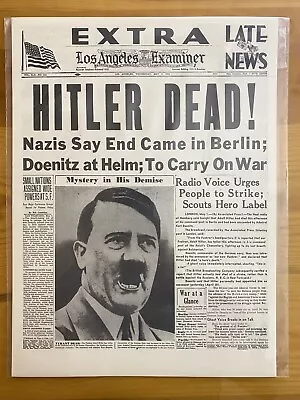 Vintage Newspaper Headline~world War 2 Germany Berlin Hitler Dead Wwii 1945 • $19.75