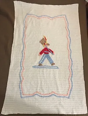 Vintage 1950’s Baby Crib CHENILLE BED SPREAD Blanket Tin Soldier  • $17.99