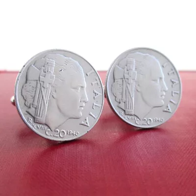 ITALY Coin Cuff Links - Repurposed Vintage 1940 Italian 20 Centesimi Coins • $14.50