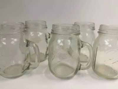 Lot Of 5 Ball Mason Jar Mugs 16oz Vintage Pint Clear Party Drinking Glasses • $25
