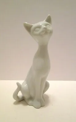 Vintage White Ceramic Siamese Cat 7  Tall No Flaws - OMC Japan • $12.75