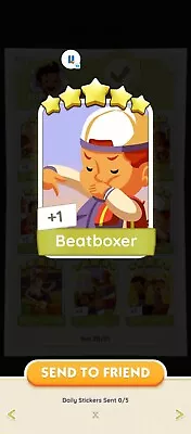 1 X Beatboxer  On 5 Star Sticker  Monopoly Go!   • $5.85