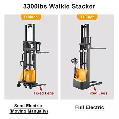 APOLLOLIFT 118  Lift Semi/Full Electric Pallet Fixed Leg Walkie Stacker 3300lbs • $3320