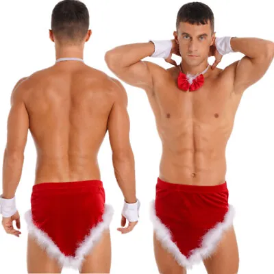 £8.39 • Buy Men Christmas Mr Santa Claus Xmas Costume Outfit Sexy Briefs Tie Cuffs Underwear