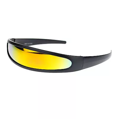 Color Mirror Lens Monolens Cyclops Robotic Futuristic Narrow Punk Sunglasses • $10.95