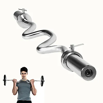 Olympic EZ Curl Bar Weight Lifting Barbell 47  180 Lbs Gym Fitness Chrome Steel • $17.18