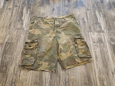 VTG Men's Abercrombie Fitch Camo Cargo Shorts Size 36 Y2k Fatigues Button Fly • $79.99