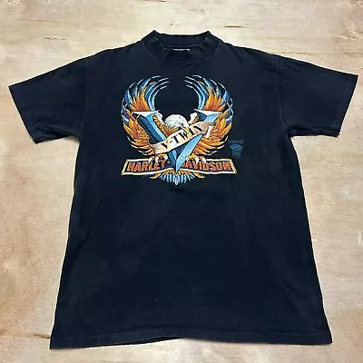 Vintage 1985 3D Emblem Harley Davidson Motorcycles V-Twin Shirt Size Large Utah • $150