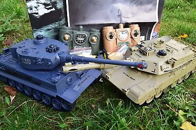 £54.99 • Buy Large RC Twin Battle Tank Radio Remote Control Tank Abrams M1-A2 Vs Tiger-I
