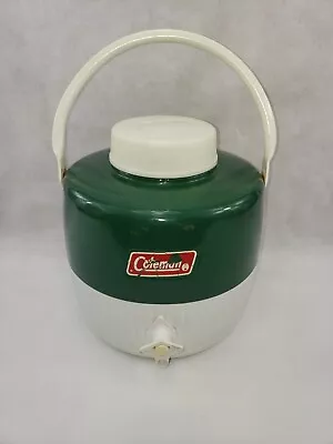 $15.95 • Buy Vintage Coleman Green White 1 Gallon Drink Picnic Jug Cooler Water Dispenser