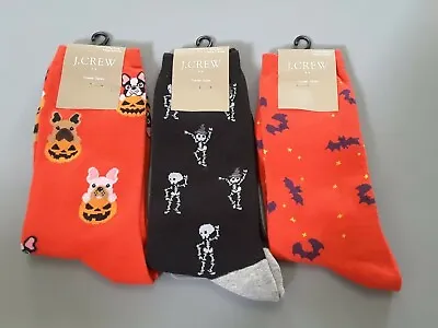 J Crew Factory Halloween Trouser Socks Frenchie Pumpkin Skeleton Bats • $11.99