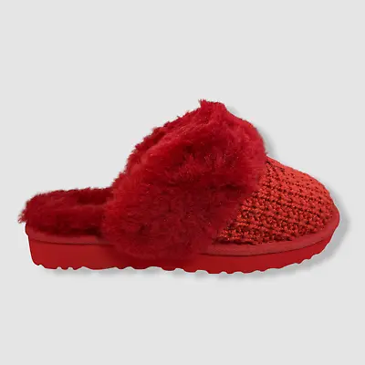 $120 Ugg Women's Red Cozy Faux-Shearling Knit Slip-On Slipper Shoes Size 5 • $38.78