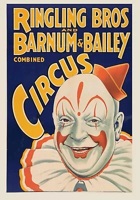 1930s Barnum Bailey Circus Clown Poster Up To 24 X 36 Vintage Retro • $13.95