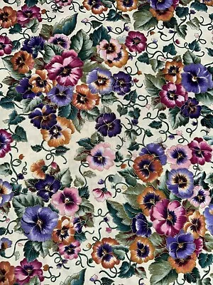 Packed Pansy Violet Pansies Gold Lined Faye Burgos Fabric BTY • $13.50