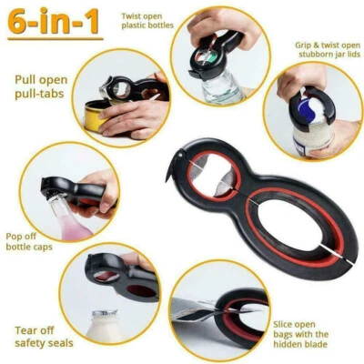 £5.99 • Buy Multi Function 6 In 1 Twist Bottle Can Wine Beer Opener All In One Jar Grippers