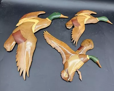 3 Vintage 3D J & B Faulkner Wildlife Wood Artist DUCK Wall Hanging Magnets Cabin • $35